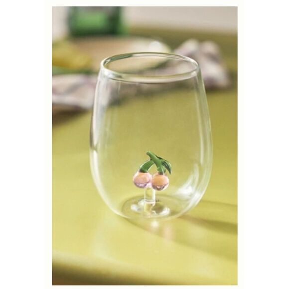 Anthropologie Other - Anthropologie Cheerie Cherry Icon Stemless Wine Glass New